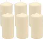 6 Pack Unscented Ivory Pillar Candles, 3"x6", 65 Hour Long Burn - Set of 6