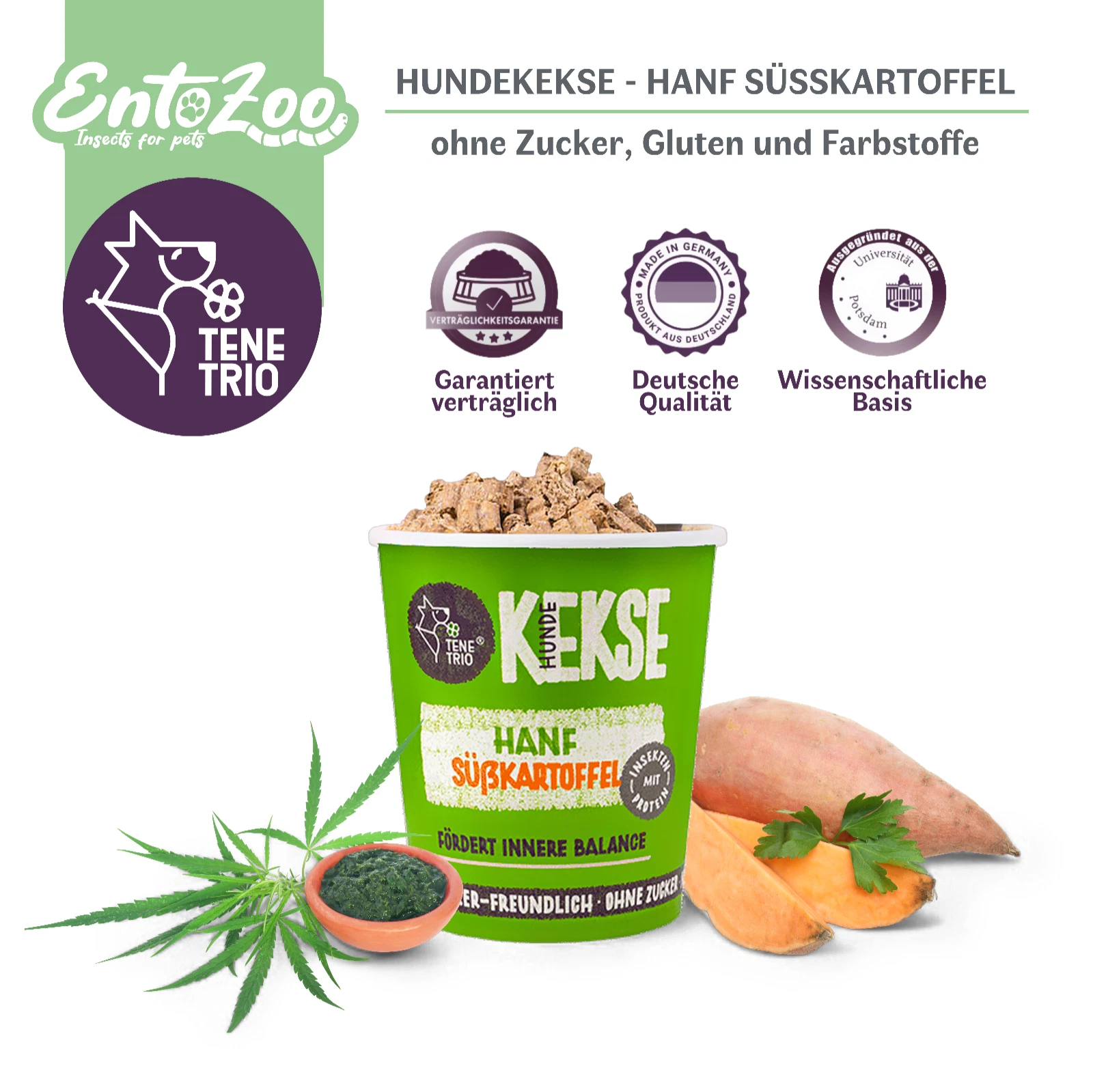 Tenetrio - Dog Biscuits Hemp Sweet Potato Calm Balance Stress Reducing