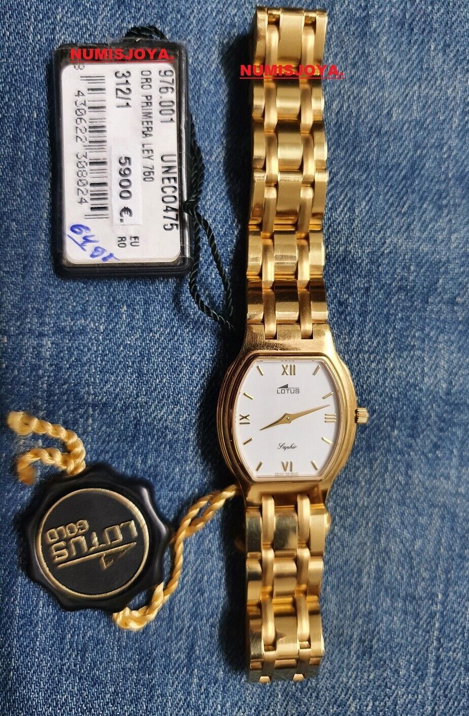 LADIES GOLD LOTUS WATCH. Weight 64 grams. Reference 312/1. OFFICIAL...