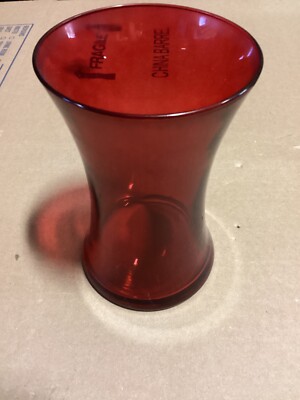 Red Glass Flower Vase 8''H x 5 W Used Once From 1-800-FLOWERS