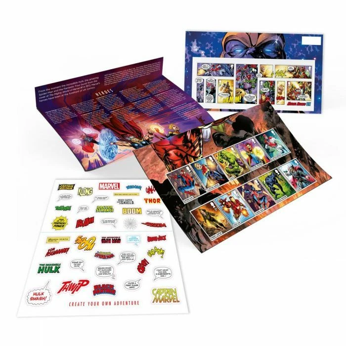 Royal Mail 2019 - Marvel Presentation Pack - Mini sheet, strips, and stickers! - Image 2 of 4