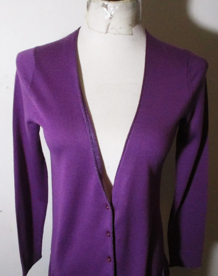 Cárdigan suéter BODEN púrpura 100 % lana manga larga talla 4 EE. UU. Foto 2 de 4