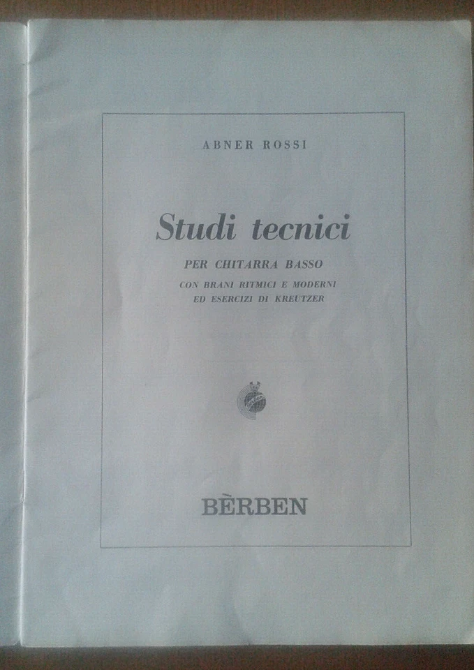 Metodo Berben-Studi Tecnici Per Chitarra Basso-Abner Rossi-Originale del 1970 - Immagine 3 di 4