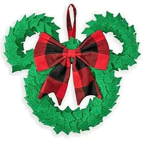 Disney Minnie Mouse Karo Schleife Urlaub Weihnachten Tür Hangar Kranz - Bild 3 von 3
