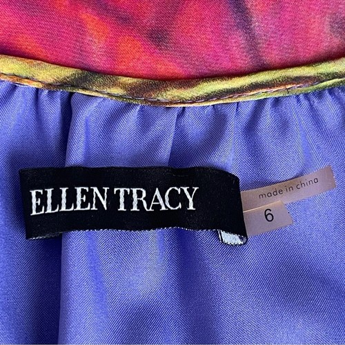 Vestido Ellen Tracy Peacock Shift de gasa para mujer talla 6 sin mangas con cinturón múltiple - Imagen 9 de 10