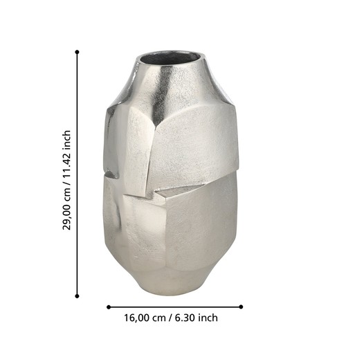 Metallvase asymmetrisch kleine Deko Vase Dekovase Wohnzimmer silber 29 cm - Bild 5 von 6