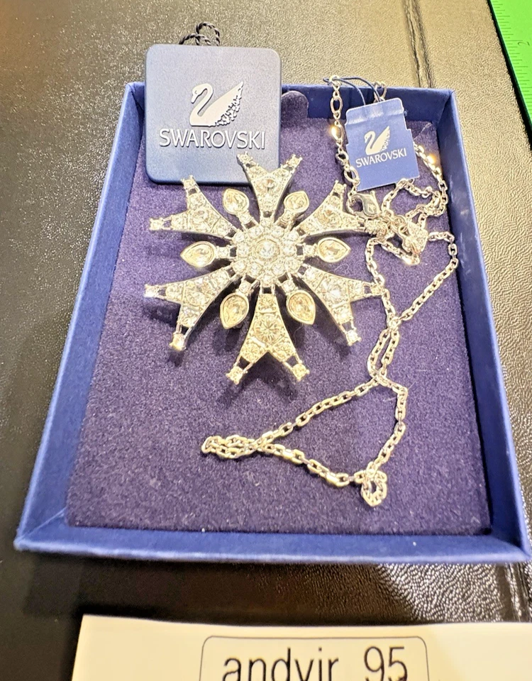 Swarovski Crystal & Sterling Silver Snowflake Necklace/Pendant W/ Original Box - Image 4 of 4