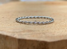 925 Sterling Silver 2MM Stacking Band Very Thin Twisted Dainty Minimalist Ring