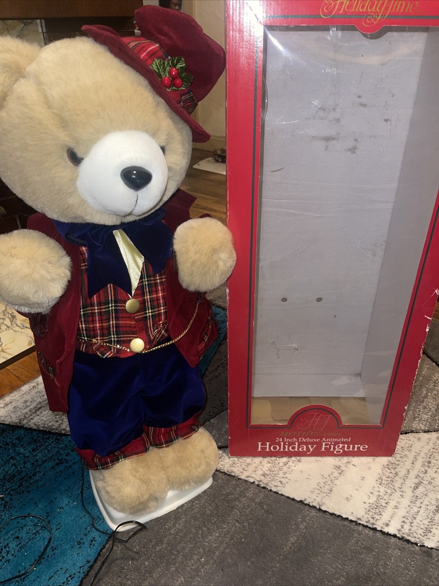 VINTAGE CHRISTMAS Holiday Time 24”ANIMATED MOTIONette BEAR