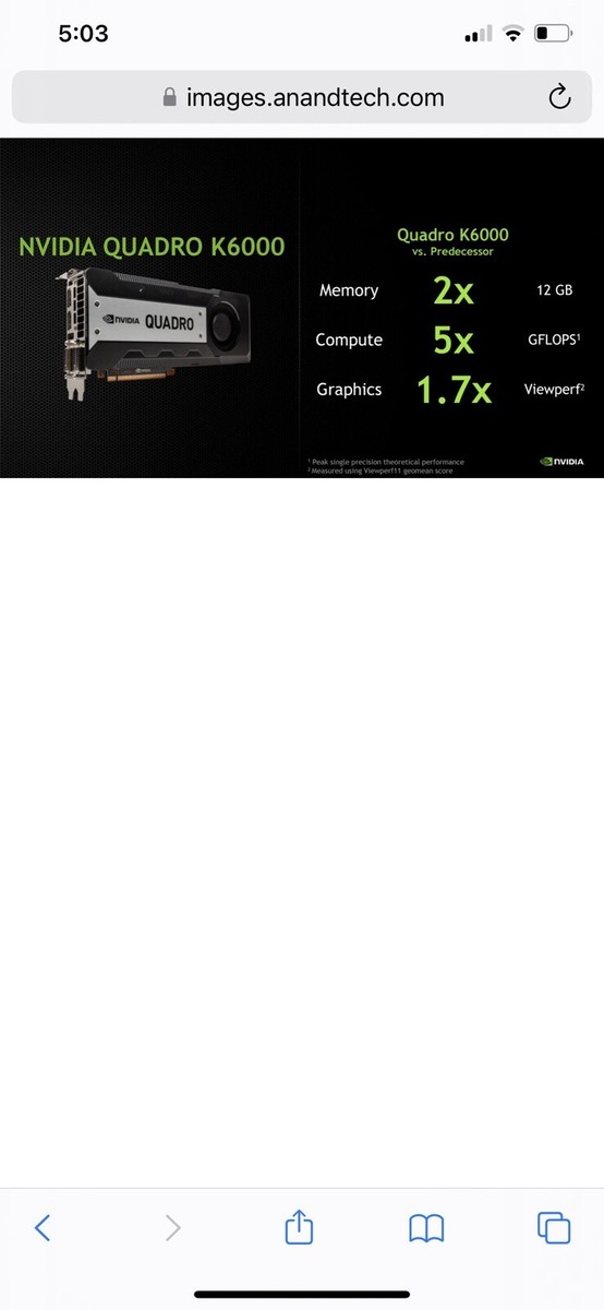 NVIDIA Quadro K6000 12GB Video/Graphic Card, 2x DVI, 2x