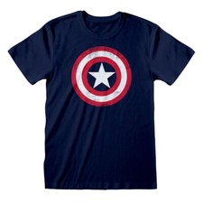 Image of Official Marvel Comics T-Shirt – Captain America Shield Distressed Superhero Tee