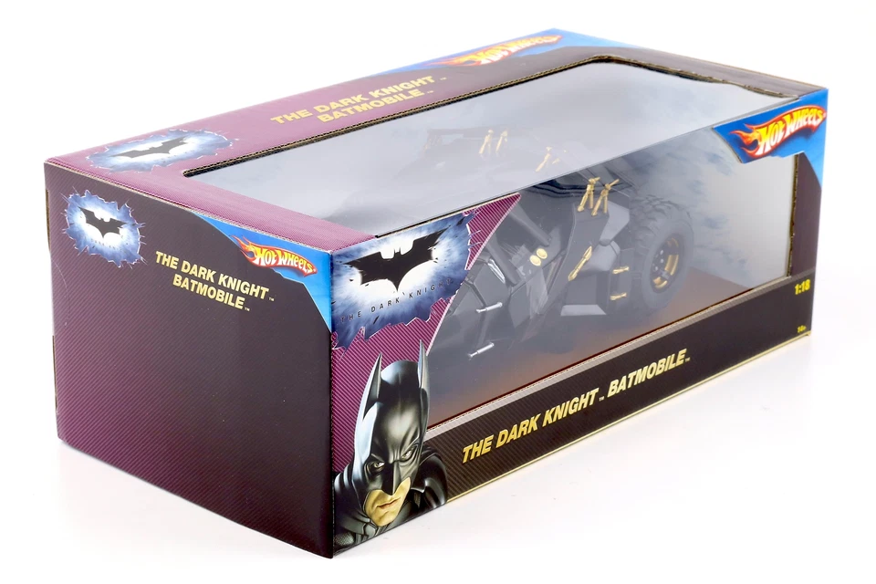 1:18 Hot Wheels Batman The Dark Knight Trilogy Batmobile Bicchiere Nero N2480 - Immagine 4 di 4