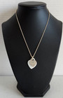 Tiffany Co Sterling Silver Mother of Pearl Double Heart Pendant Necklace 16" ~