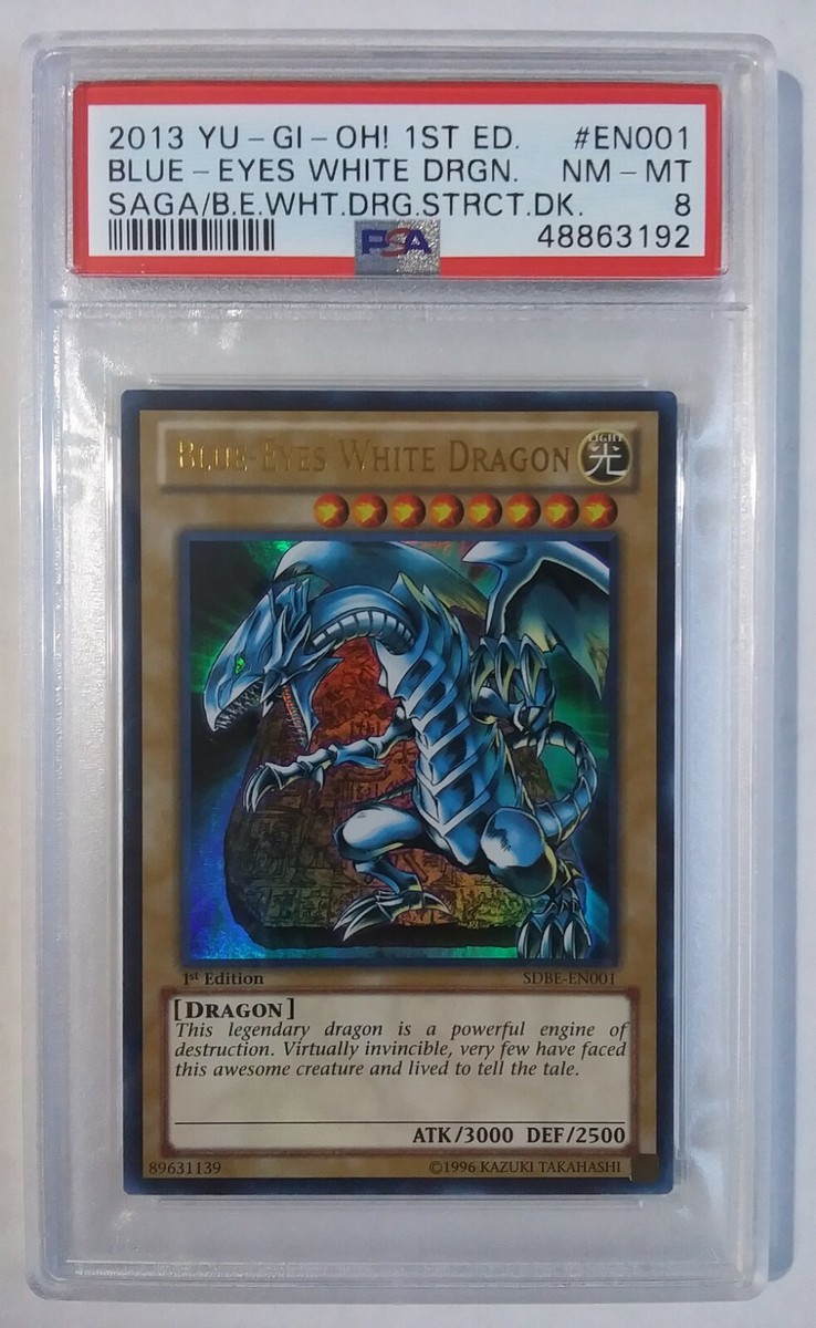 2013 YU-GI-OH! 1ST EDITION BLUE EYES WHITE DRAGON SDBE-EN001 PSA 8