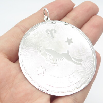 925 Sterling Silver Vintage Aries Zodiac Sign Round Pendant | eBay