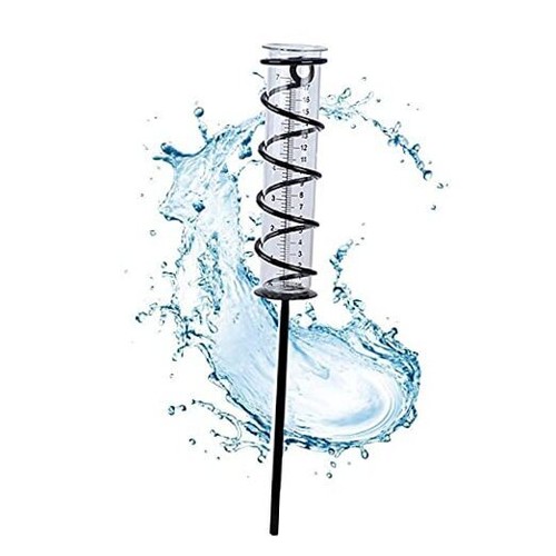 7 inch Glass Spiral Rain Gauge,Rain Gauge Outdoor,Big Capacity Metal Frame