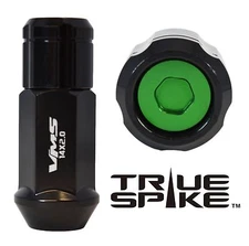 20PC TRUE SPIKE 57MM 9/16" FORGED STEEL LUG NUTS GREEN CAPPED CLOSED END B