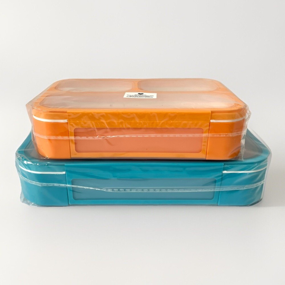 Kinsho Bento Box Set of 2 Mini & 6 Compartment Leak Proof Lunch Snack Utensil