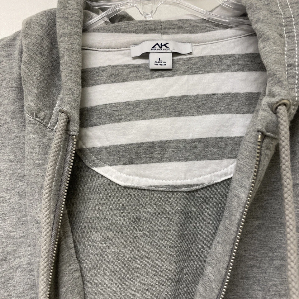 ANNE KLEIN AK SPORT Gray Full Zip Hoodie Jacket Women Size L Long Sleeves - Image 2 of 4