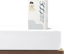 Mayfair Linen 100 Cotton Fitted Sheet Twin Size - 500 Thread Twin, White