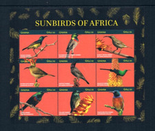 $13.00 Scott Value - 2015 GHANA Sunbirds s/s West African Birds CV MNH NH UMM