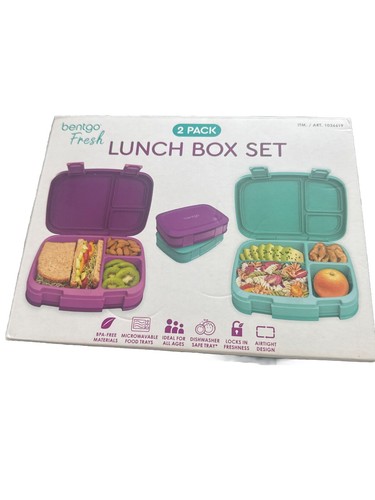Bentgo Fresh Lunch Box Containers, 2-pack, Purple & Teal, New in Box