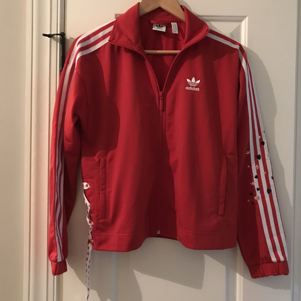ADIDAS Originals GK7173 Red Valentine Love Hearts TRACK JACKET M