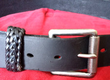 Black Leather BUFFALO Hide BELT   30"-40" x 1 1/2" Hand Made  