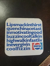 Vntg double sided 1980s Pepsi-Cola Coaster Lipsmackinthirstquenchinacetastinmot