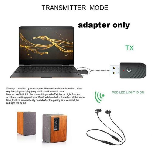 3w1 USB Bluetooth 5.0 Nadajnik audio Odbiornik Adapter do TV PC AUX MP3 V9B5 - Zdjęcie 3 z 9