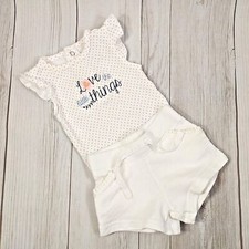 Baby Girl Summer Outfit Bodysuit and Short Pants Matching Set 3 M White/Red