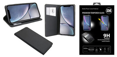 Buch Klapp Schale Etui + Schutzfolie 9H Zubehör Book-Style Tasche Handy Cover