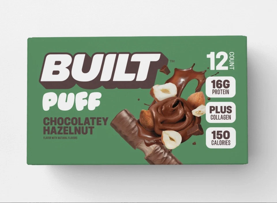NUEVO Built Puff Protein Bar - Avellana Chocolate (12 Barras) Foto 2 de 4