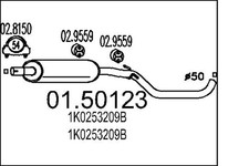 MTS Mittelschalldämpfer 01.50123 für GOLF LEON AUDI SEAT VW 8P1 1P1 1K1 A3 PLUS