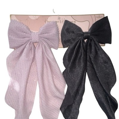 Houseeee & Harmony Large Pink and Black Fabric Bow Hair Accessories Girls Party