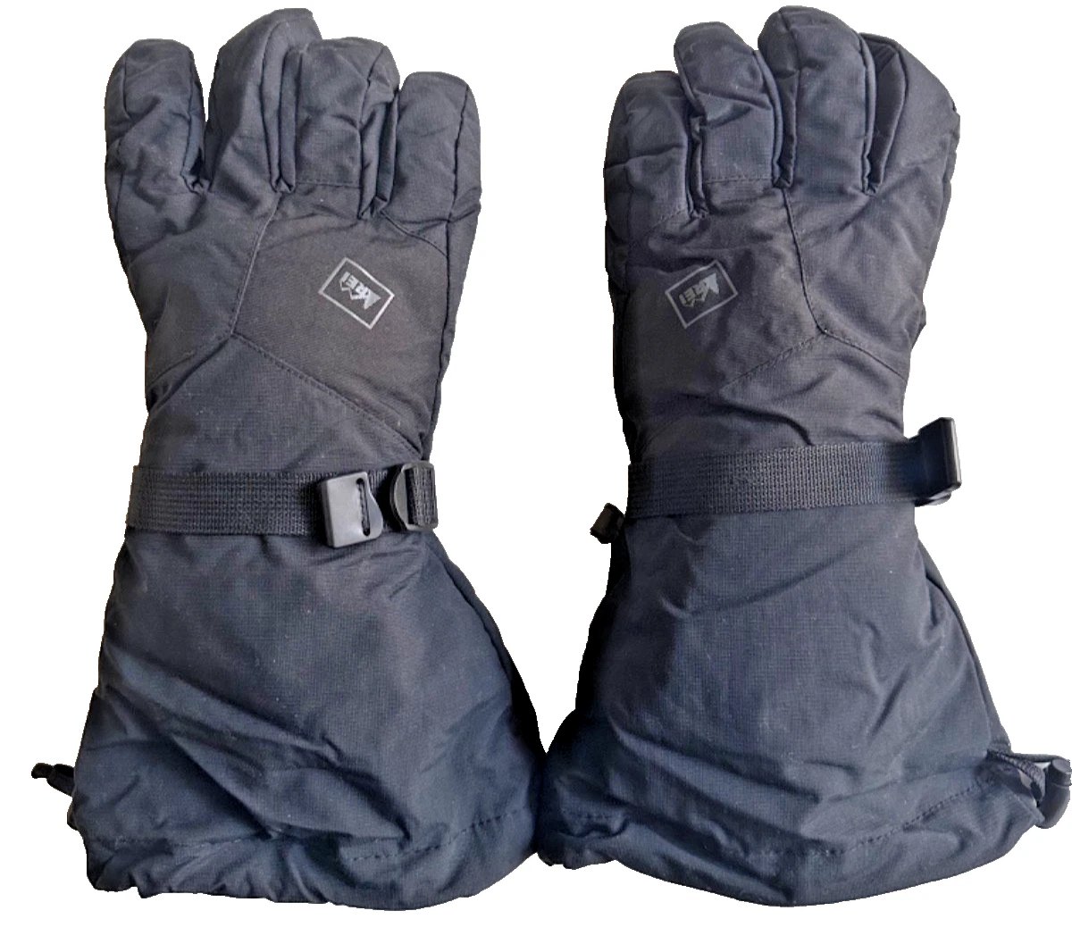 REI Black Gauntlet Gloves Men's L Grey Palms Thinsulate Lined Winter NOS '14