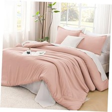Pink Comforter Set Size, 3 Pieces Plain Bedding Comforter Set, All King Blush