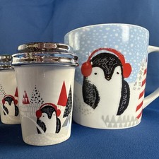 Starbucks 2016 Penguin Christmas Collectors Mug And Ornaments