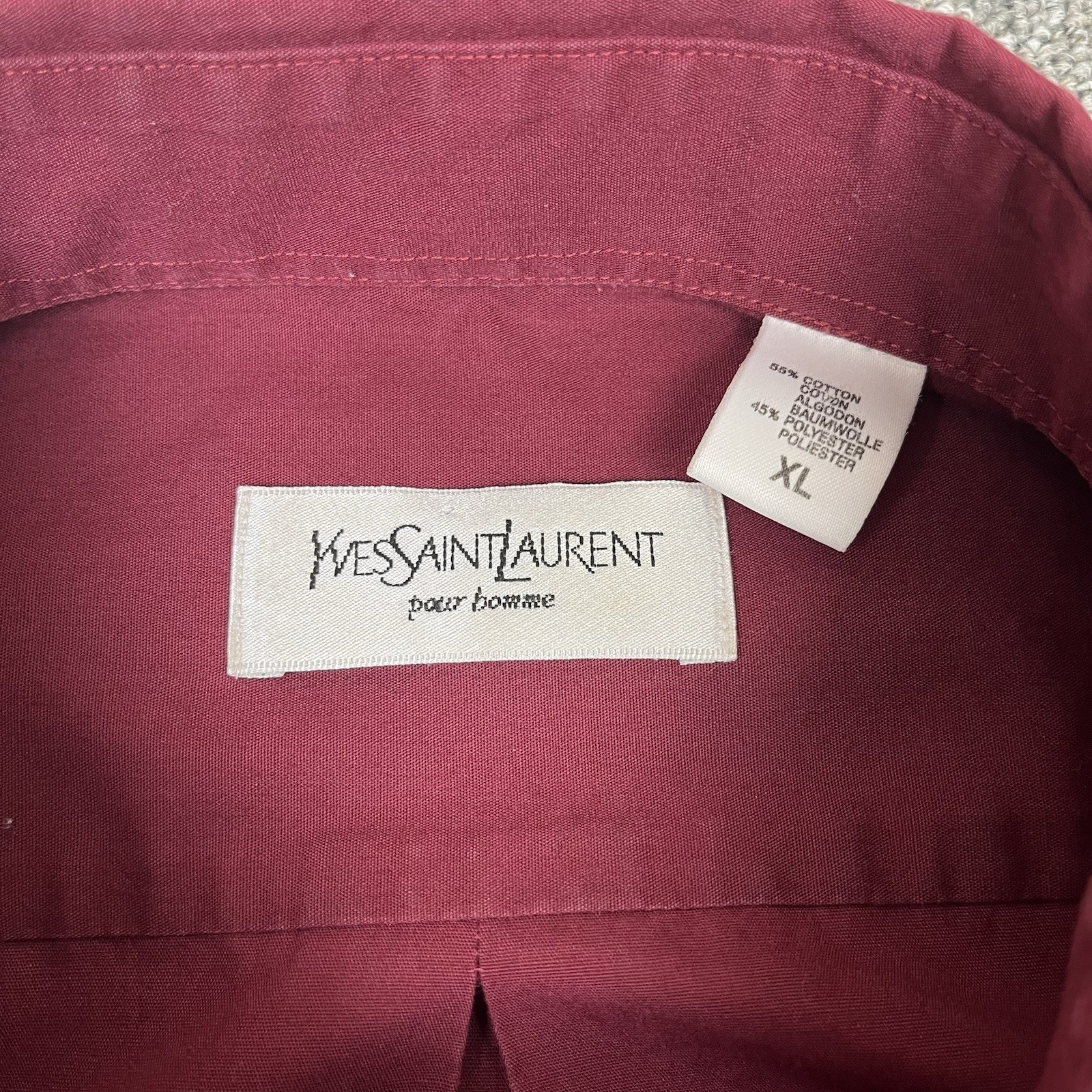 Yves Saint Laurent Camicia Uomo Extra Large Rossa Bottoni Manica Corta Vintage YSL