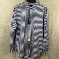 Austin Reed London Shirt Mens XL Long Sleeve Button Up 80's 2-Ply Blue Stripe