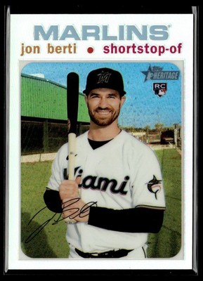 2020 Topps Heritage Chrome Refractor Jon Berti RC 224/571 Miami Marlins #THC-540
