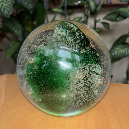 Mundgeblasener Glas Briefbeschwerer große Kugel klar grün Kunst Blasen 10 Pfund 5,5 Zoll - Bild 3 von 4