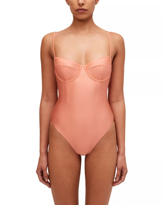 SIMKHAI Womens Fara Bustier One-Piece Swimsuit Grapfruit Size M 16064
