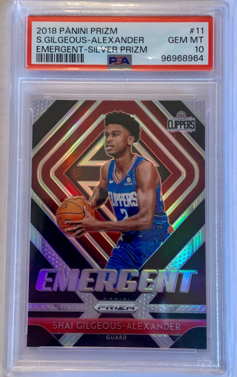2018 Panini Prizm Emergent Shai Gilgeous-Alexander #11 Silver Prizm (RC) PSA 10