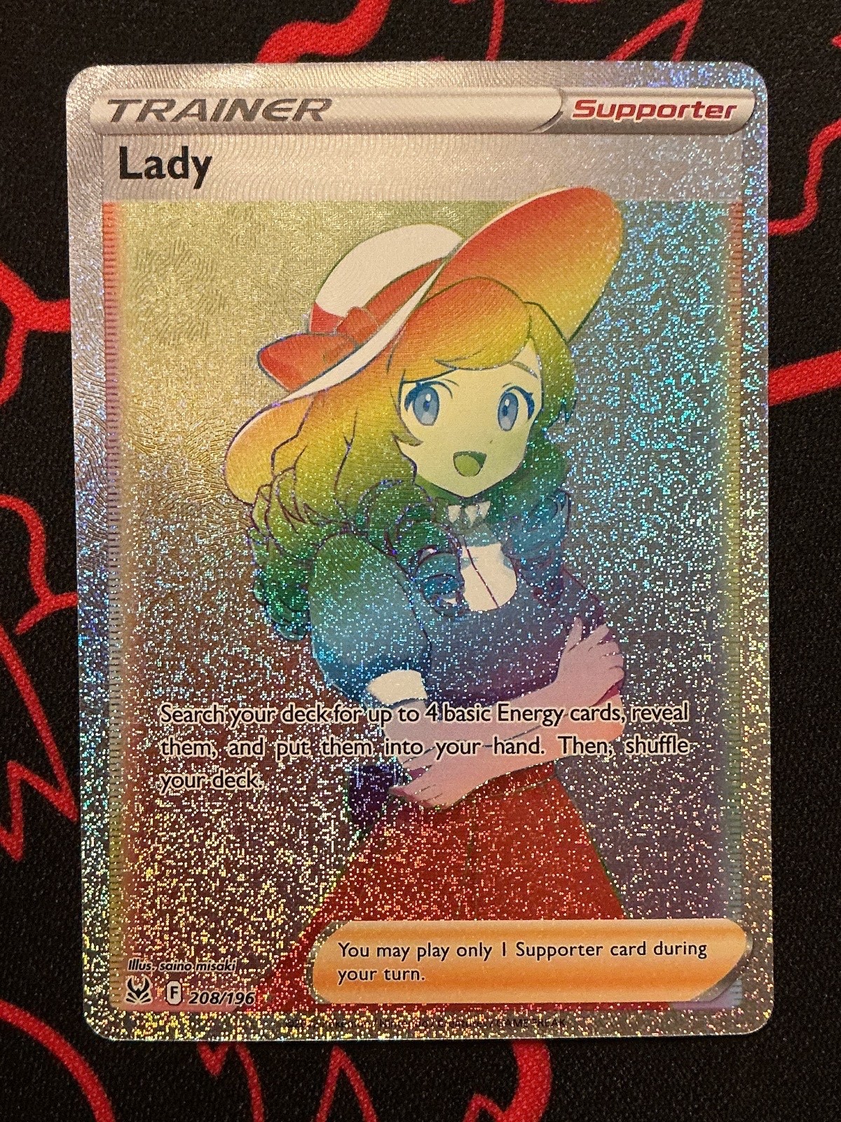 Lady 208/196 Rainbow Rare Lost Origin Pokemon Holo Lightly Played