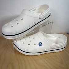 Crocs Classic Clog White with Black Stripe Comfortable Slip On Shoes