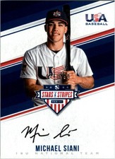 2018 USA Baseball Stars and Stripes 18U Sig Black Ink 30 Michael Siani Auto /499