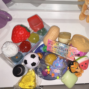 Assorted Squishy Fidget Squeeze Toys & Stress Balls Lot, Multicolor
