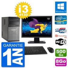PC Tour Dell 7020 Ecran 19" Intel i3-4130 RAM 8Go Disque 500Go Windows 10 Wifi