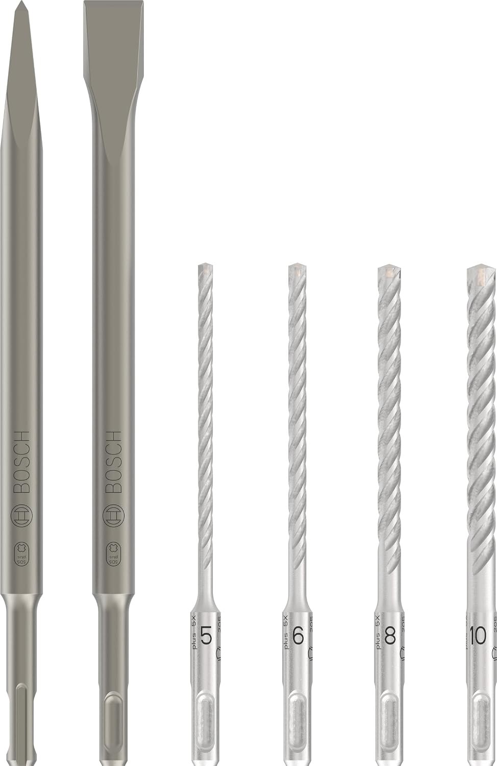Bosch Professional 2607017585 6 Piece Sds Plus-5 Hammer Drill Bit And Chisel Set (For Concrete And Masonry; Accessories: Rotary Hammer) Amazon - Image 2
